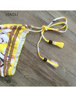 VIAOLI 2018 bikini liści lotosu drukowane low-cut brazylijski wysokiej bandaż bikini niskiej talii strój kąpielowy