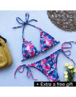 VIAOLI 2018 bikini liści lotosu drukowane low-cut brazylijski wysokiej bandaż bikini niskiej talii strój kąpielowy