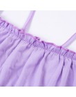 BOOFEENAA wzburzyć wykończenia fioletowy słodkie Sexy Crop Top kobiety Clubwear Cami Tank Tops Backless Spaghetti pasek Top kosz