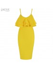 Adyce kobiety Bodycon lato bandaża sukni 2019 czerwony Spaghetti pasek bez ramiączek Vestidos Ruffles Midi suknie wieczorowe w s