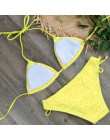 2019 dziewczyny Sexy koronkowe Bikini zestaw stroje kąpielowe żółty Push Up strój kąpielowy Monokini kobiet kostiumy kąpielowe m