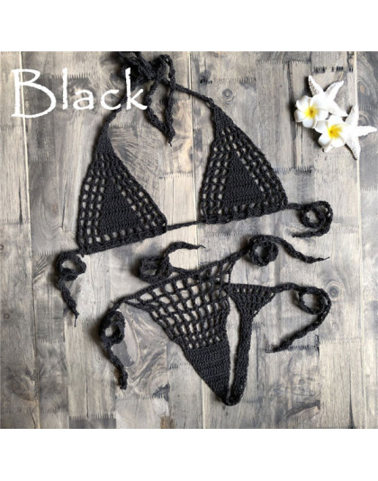 Skąpe bikini stringi mikro strój kąpielowy na plażę seksowne erotyczna bielizna na szydełku