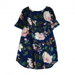 2018 moda kobiety Lady kwiatowy Print Mini sukienka z wysokim stanem O Neck lato koszula z krótkim rękawem sukienka Plus rozmiar