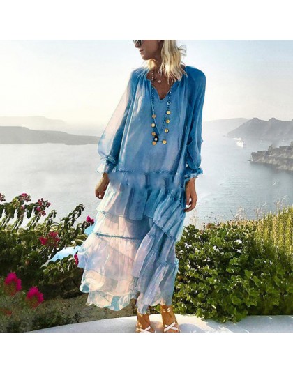 CHICEVER wiosna Patchwork Ruffles kobiety sukienki V Neck płatek rękaw luźne perspektywy wakacje sukienka moda ubrania fala