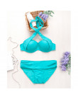 Sexy bikini stroje kąpielowe kobiety 2019 Lady stałe kolor druku Bikini set wyściełane push-up strój kąpielowy biquini