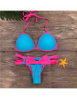 Sexy bikini stroje kąpielowe kobiety 2019 Lady stałe kolor druku Bikini set wyściełane push-up strój kąpielowy biquini