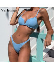 Dwuczęściowy strój kąpielowy dla kobiet bikini na wakacje z prążkowanej dzianiny klasyczny wygodny modny stringi