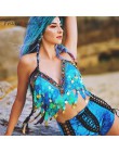 Kobiety 2019 śmieszne Multicolor olśniewająca Tassel syrenka Crop Top festiwal Party klub Bralette frezowanie monety bez pleców 