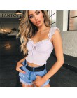 Fantoye wzburzyć wykończenia biały Lace Up Sexy Crop Top kobiety 2019 Cami Tank Top Femme Backless Spaghetti Bralette Crop topy 