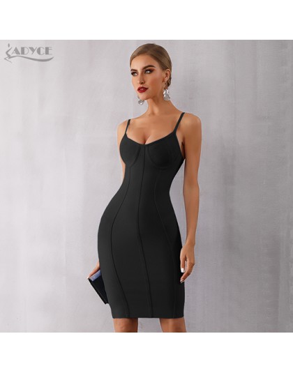 Adyce 2019 nowy lato Bodycon bandaża sukni kobiety Sexy niebieski Spaghetti pasek Vestido bez ramiączek Midi suknie wieczorowe w