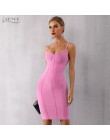 Adyce 2019 nowy lato Bodycon bandaża sukni kobiety Sexy niebieski Spaghetti pasek Vestido bez ramiączek Midi suknie wieczorowe w