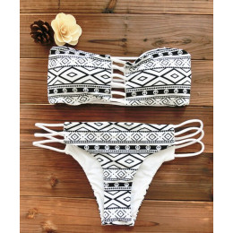 2019 kobiety Bandeau Bikini odwracalny drukuj strój kąpielowy Strappy stroje kąpielowe biquini trikini 1112