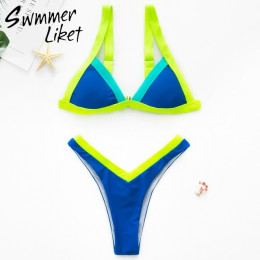 Brazylijski bikini set Strappy sexy strój kąpielowy push up sexy stroje kąpielowe głębokie v strój kąpielowy kobiet kąpiących mi