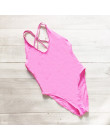 Czysty kolor jeden kawałek strój kąpielowy Bikini kobiety stroje kąpielowe High Cut Monokini body różowy, żółty, czarny, biały n