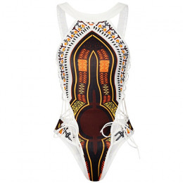 Afryki druku jednoczęściowy strój kąpielowy Dashiki stringi stroje kąpielowe kobiety Trikini 2018 Hollow Out Monokini brazylijsk