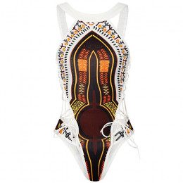 Afryki druku jednoczęściowy strój kąpielowy Dashiki stringi stroje kąpielowe kobiety Trikini 2018 Hollow Out Monokini brazylijsk