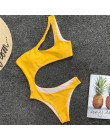 Wysokiej talii Sexy bikini 2019 mujer stroje kąpielowe kobiety strój kąpielowy jedno ramię strój kąpielowy halter na plażę strój