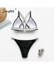 Simplee Sexy srebrny zestaw mikro bikini pasek push up usztywniony kostium kąpielowy kobiet trójkąt dwuczęściowy letnie stroje k
