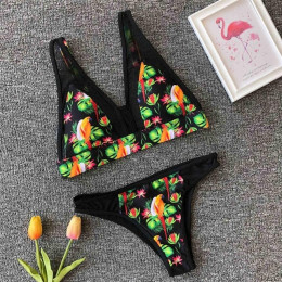 Sexy Floral Bikini 2019 kobiety stroje kąpielowe kobiet strój kąpielowy dwuczęściowy zestaw Bikini kąpiel wyściełany strój kąpie