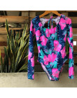 Jeden kawałek strój kąpielowy 2019 nowy Sexy z długim rękawem stroje kąpielowe kobiety drukuj strój kąpielowy strój kąpielowy z 