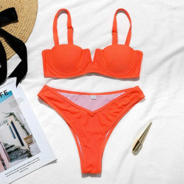Dwuczęściowy strój kąpielowy dla kobiet bikini na wakacje we wzory neonowy klasyczny wygodny modny seksowny