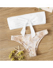 Romwe Sport bikini Set Sexy Tie przednia Bandeau z wężowej druku spodnie i spódnice strój kąpielowy kobiety lato drut bezpłatne 