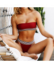 PLAVKY 2019 Sexy prosty styl stałe Bandeau Bikini w paski bandaż strój kąpielowy bez szwu strój kąpielowy stringi stroje kąpielo