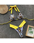 Brazylijski leopard bikini 2019 stringi strój kąpielowy kobiet Halter stroje kąpielowe kobiety Sexy dwa kawałki zestaw mikro bik