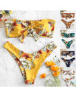 Sexy kobiety marka Bikini zestaw kwiatowy Print bez ramiączek stroje kąpielowe strój kąpielowy Off na ramię brazylijski Biquini 