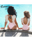 Haft skrzydło dziewczyny strój kąpielowy 2019 Sexy body jednoczęściowy backless stroje kąpielowe kobiety bikini Push up brazylia