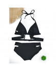 2019 push-up bikini Sexy czarny bandaż projekt Halter bikini strój kąpielowy kobiety wysoka talia stroje kąpielowe damskie kąpie