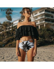 2019 Sexy wysokiej talii strój kąpielowy kobiety wzburzyć Bikini Off ramię Bikini kobiety stroje kąpielowe Plus rozmiar Biquini 