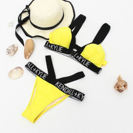 Gorący list Bikini ustawić 2019 kobiety SEXY Bikini wyciąć Top + stringi dół lato plaża strój kąpielowy kostium kąpielowy typu p