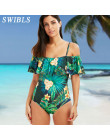 Kobieta Plus rozmiar strój kąpielowy 2019 jeden kawałek kwiatowy strój kąpielowy dla kobiet duży liść plaża pływanie rocznika ką