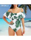 Kobieta Plus rozmiar strój kąpielowy 2019 jeden kawałek kwiatowy strój kąpielowy dla kobiet duży liść plaża pływanie rocznika ką