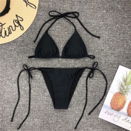 Peachtan Halter bikini 2019 mikro ciąg seksowny strój kąpielowy kobiety kąpiących się trójkąt stringi strój kąpielowy kobiet neo