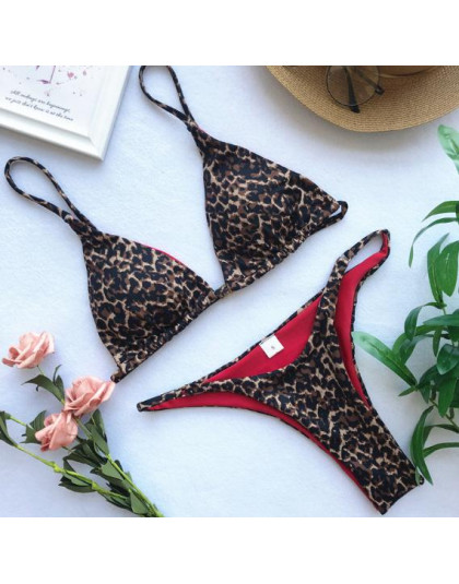 Bikini 2019 stroje kąpielowe kobiety strój kąpielowy Leopard Bikini Set Push Up strój kąpielowy brazylijski kobiet lato Bikini B