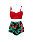 Kobiety w stylu Vintage stroje kąpielowe Bandeau Push Up Polka Dot Plus rozmiar kostiumy kąpielowe bikini z wysokim stanem