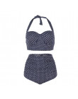 Kobiety w stylu Vintage stroje kąpielowe Bandeau Push Up Polka Dot Plus rozmiar kostiumy kąpielowe bikini z wysokim stanem