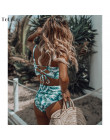 2019 Sexy wysoka talia Bikini stroje kąpielowe kobiety strój kąpielowy druku Biquini strój kąpielowy bandaż wyściełana Bikini ko