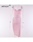 Arctic cat satyna bez ramiączek Bodycon bandaż ramiączko spaghetti do sukienki Backless płaszcza letnia sukienka 2019 Casual pla