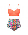 Kobiety w stylu Vintage stroje kąpielowe Bandeau Push Up Polka Dot Plus rozmiar kostiumy kąpielowe bikini z wysokim stanem