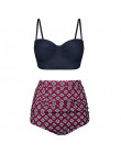 Kobiety w stylu Vintage stroje kąpielowe Bandeau Push Up Polka Dot Plus rozmiar kostiumy kąpielowe bikini z wysokim stanem