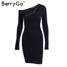 BerryGo elegancki off shoulder bodycon sukienka z długim rękawem krótki wieczorne party klub biały sukienka kobiety jesień zima 