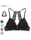 Finetoo Fashion 3/4 szklanki czarny bezprzewodowy Bralette kobiet bez podszewki bielizna Sexy biustonosz kwiatowy koronki dla ko