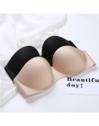 Sexy Demi niewidoczne biustonosze dla kobiet Push Up biustonosz bez ramiączek suknia ślubna Backless biustonosz bielizna