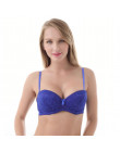 Sexy Push Up koronki biustonosze dla kobiet biustonosz Demi niebieski czarny beżowy Bralette A B C kubek 32-38 20700-76N1