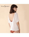 Moda kobiety Sexy topy darmowa biustonosz regulowane paski cienkie bawełniane jednolity kolor Backless biustonosze bielizna biel