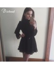 Dicloud z golfem czarny bandaż sukienki damskie jesień sexy przezroczysty w paski bodycon z długim rękawem biały elegancki party