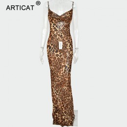 Arctic cat Sexy V Neck Leopard sukienka na imprezę kobiety Spaghetti pasek Backless Slim sukienka w dużym rozmiarze lato szyfono